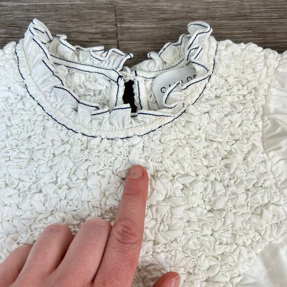 SAYLOR Chantae Smocked Neck Flutter Sleeves White Twill Mini Dress (Sz XS) - Picture 8 of 16